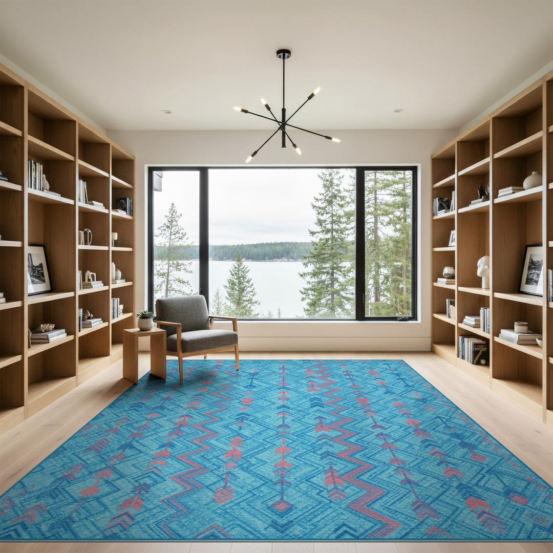 Blue Arrow Chevron Area Rug