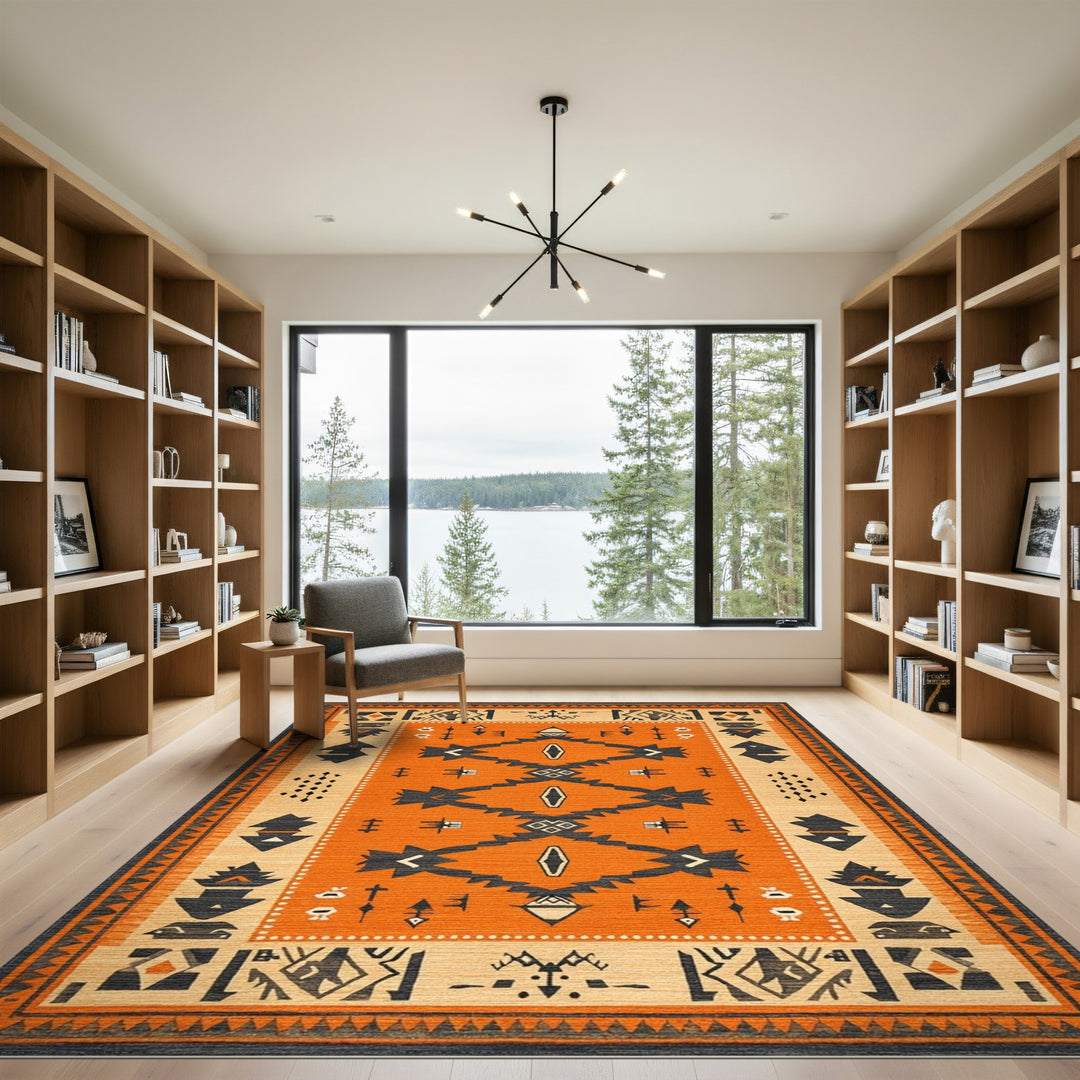 Orange Southwestern Geometric Area Rug