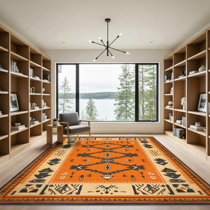Orange Southwestern Geometric Area Rug