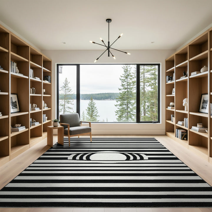 Black White Geometric Area Rug