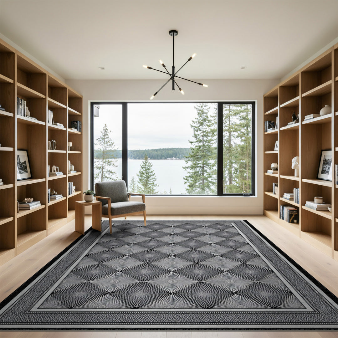 Black White Geometric Area Rug