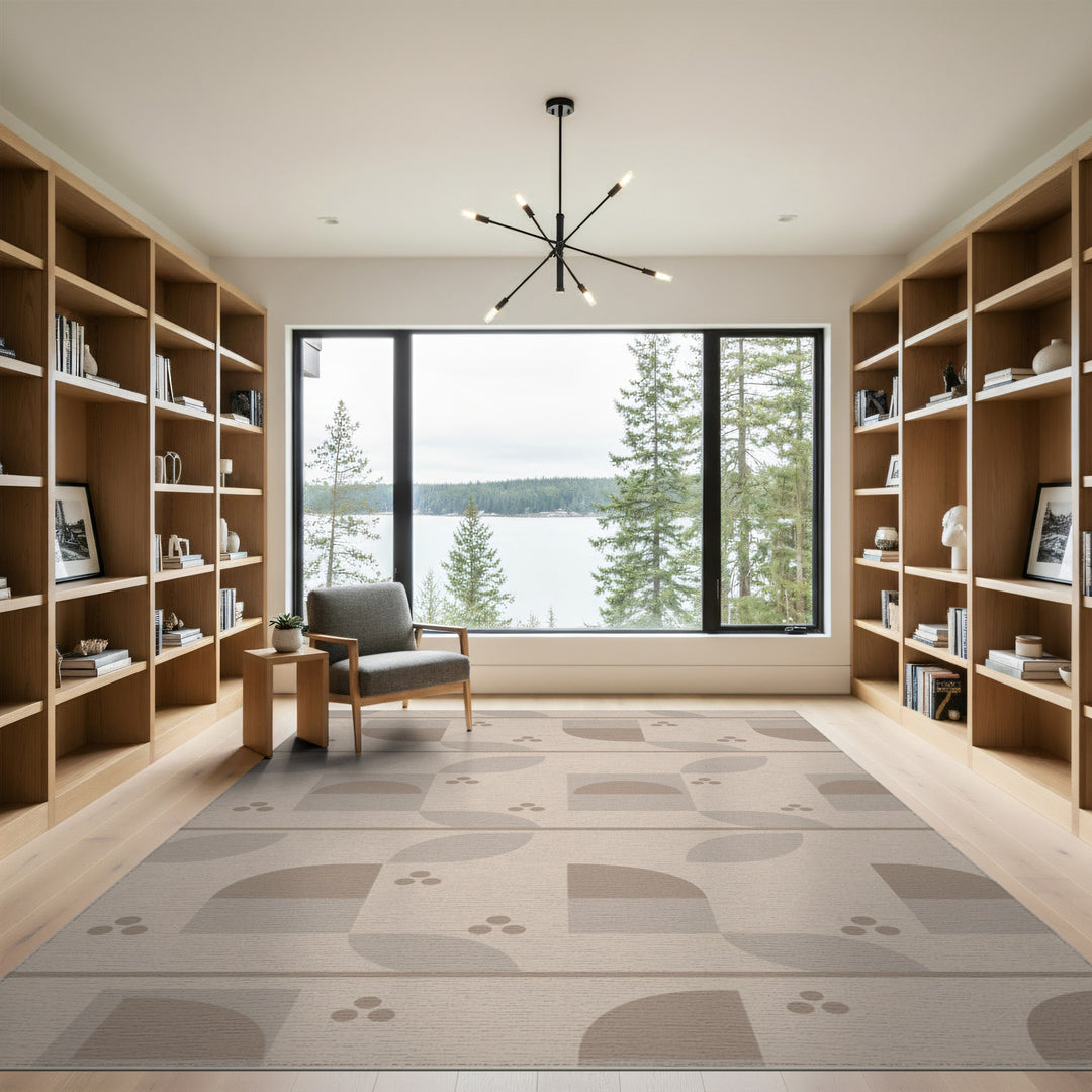 Beige Geometric Modern Area Rug