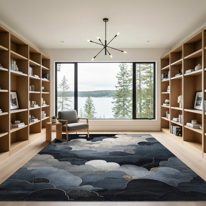 Moonlit Cloudscape Abstract Area Rug
