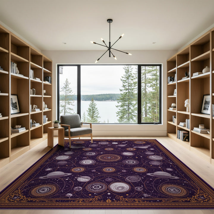 Purple Celestial Orbit Area Rug