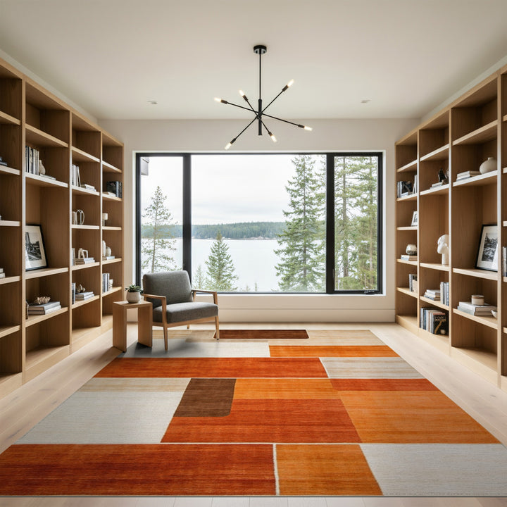 Geometric Brown Tan Area Rug