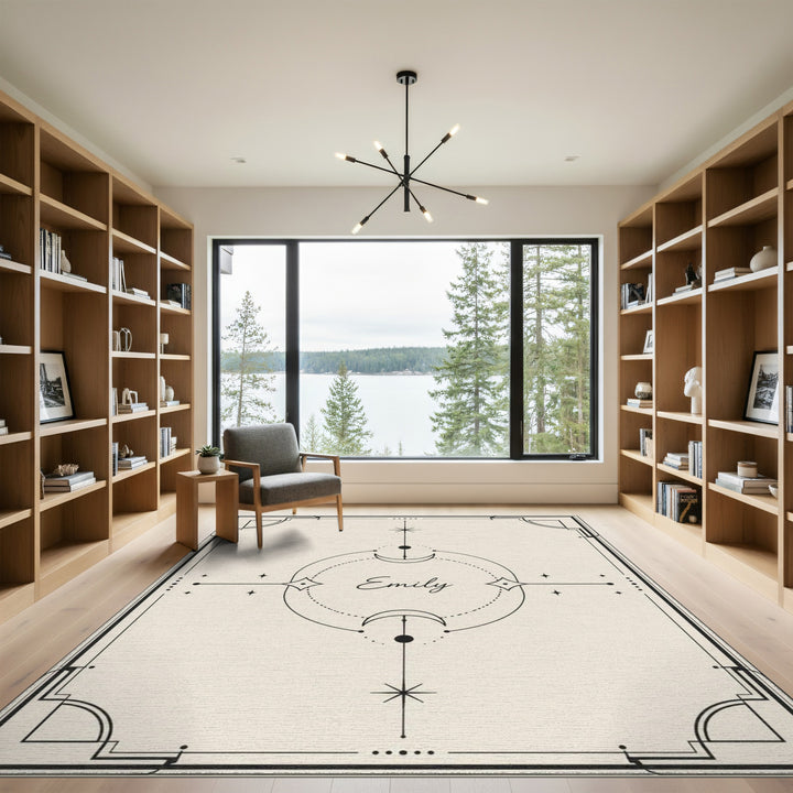 Beige and Neutral Emily Celestial Moon Phase Area Rug