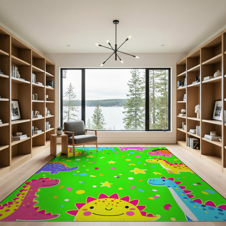 Colorful Dinosaur Kids Washable Area Rug