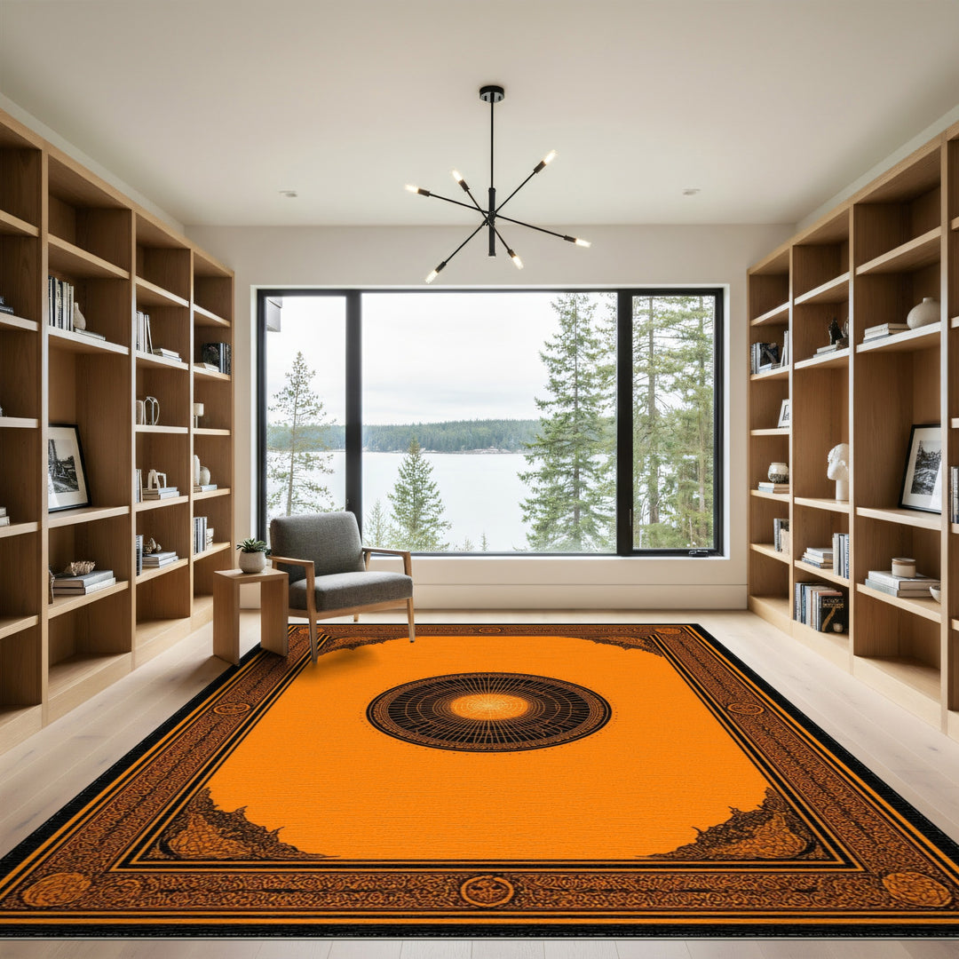 Orange Geometric Mandala Area Rug