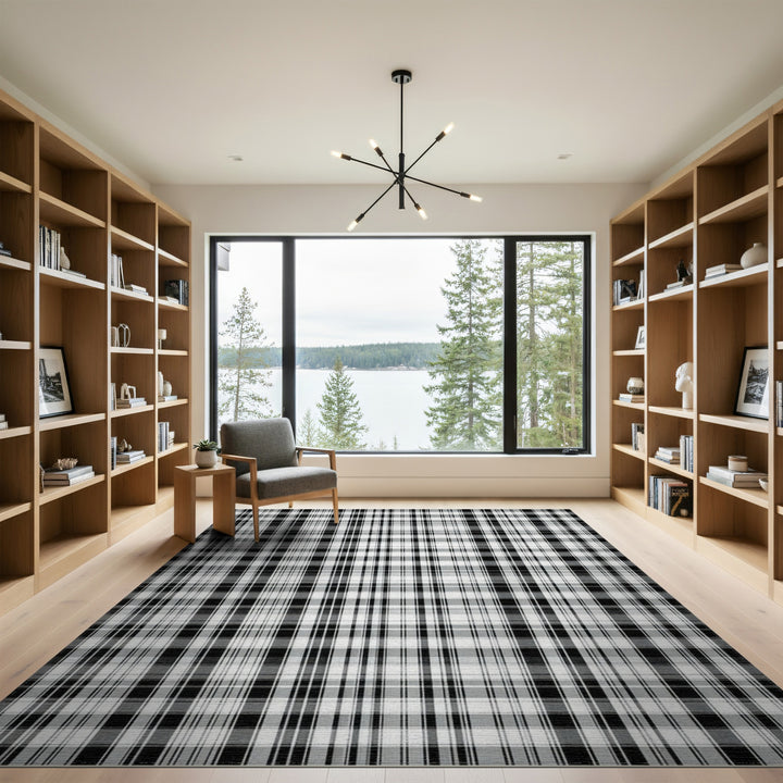 Black and White Plaid Area Rug