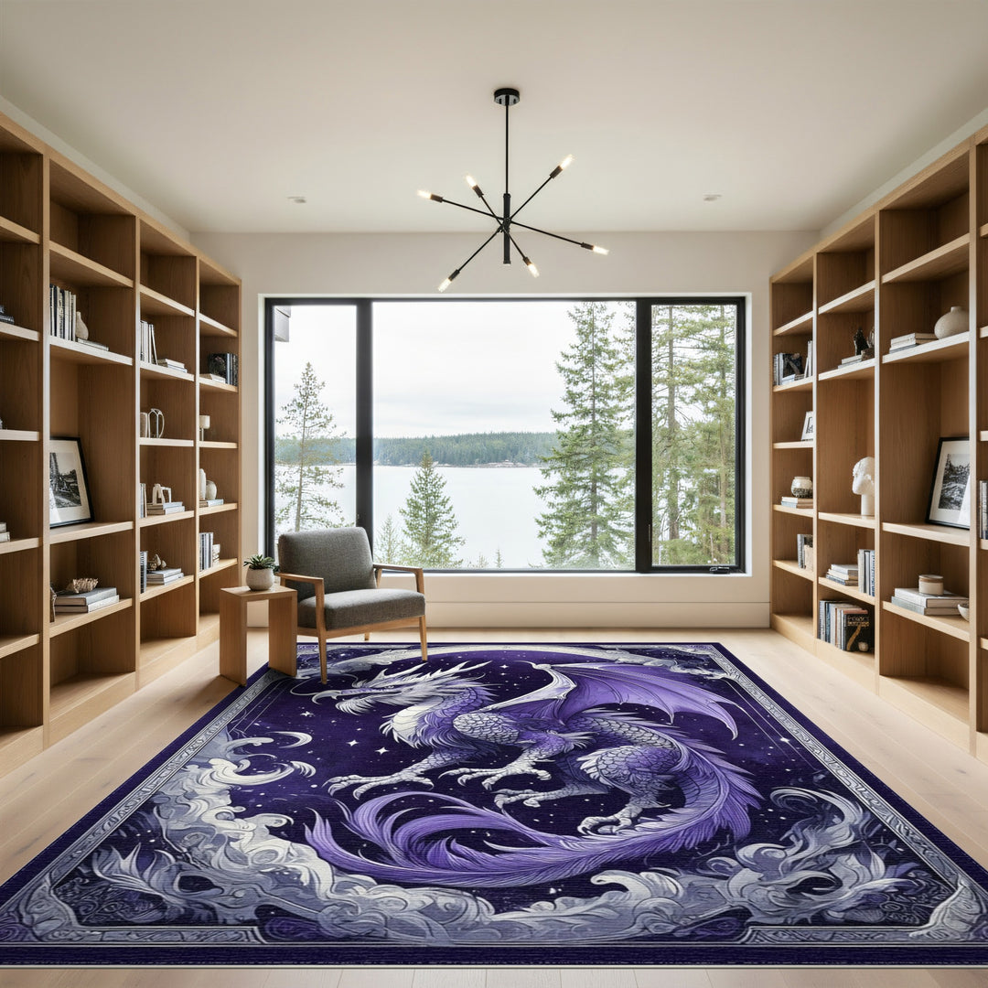 Celestial Purple Dragon Washable Area Rug