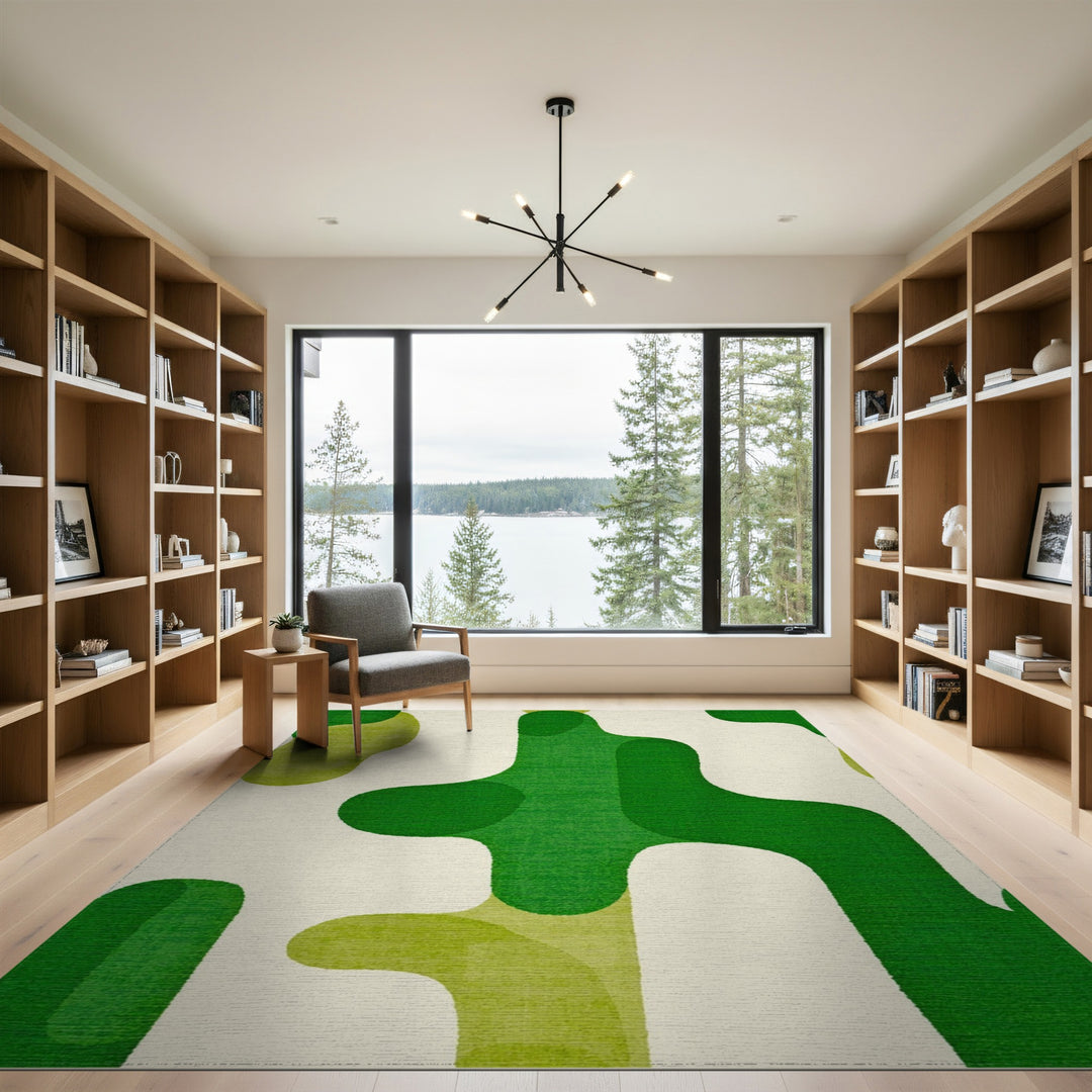 Organic Green Organic Abstract Area Rug