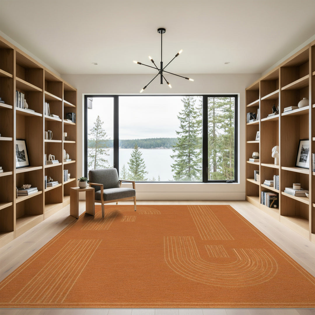 Arch Orange Geometric Arch Area Rug