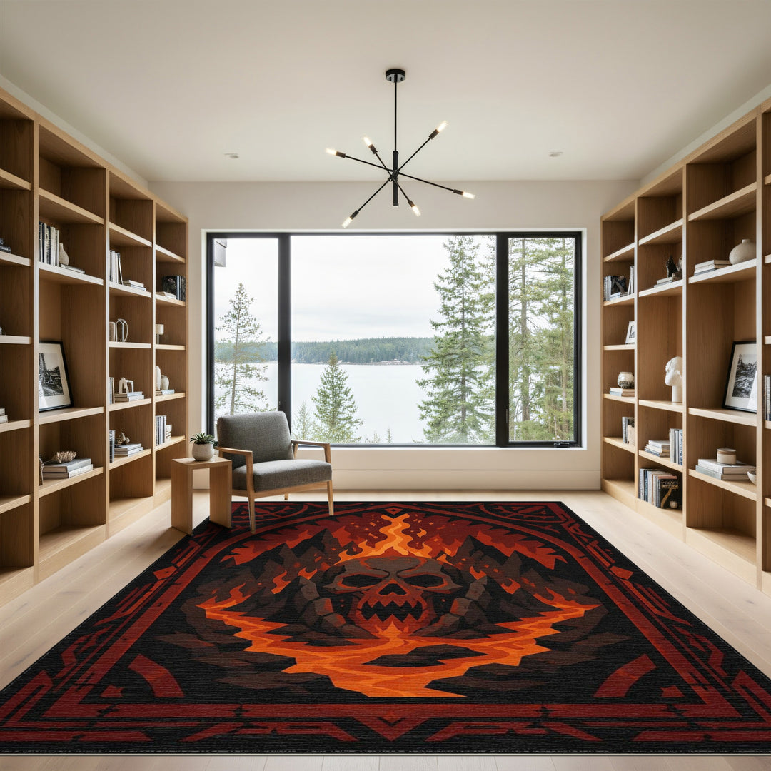 Inferno Skull Lava Area Rug