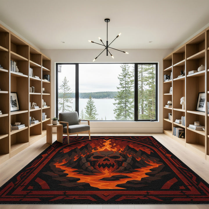 Inferno Skull Lava Area Rug