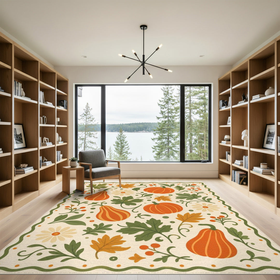 Fruit Pattern Multi-color and Patterns Autumn Pumpkin Harvest Area Rug