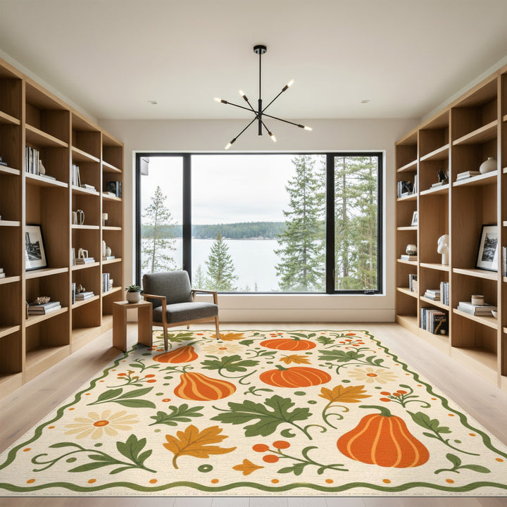 Fruit Pattern Multi-color and Patterns Autumn Pumpkin Harvest Area Rug