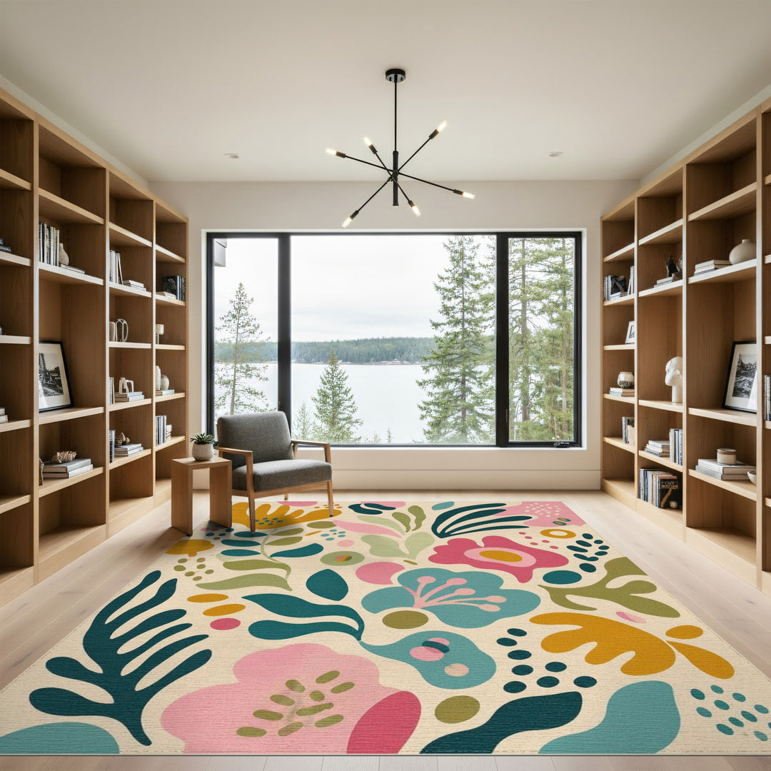 Abstract Area Vibrant Multi-Color Abstract Floral Area Rug