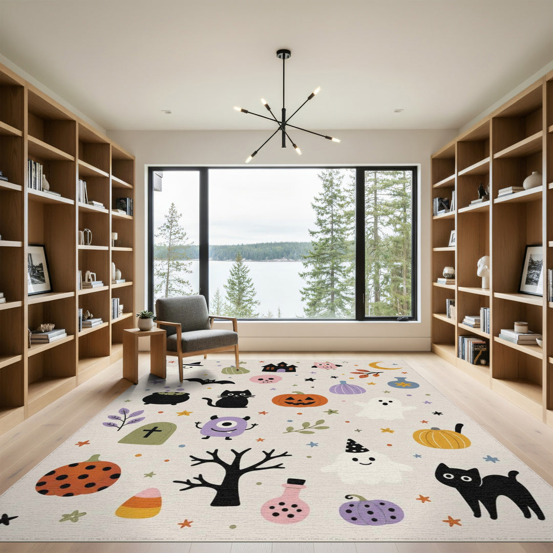 Halloween Cartoon Ghost Pumpkin Kids Rug