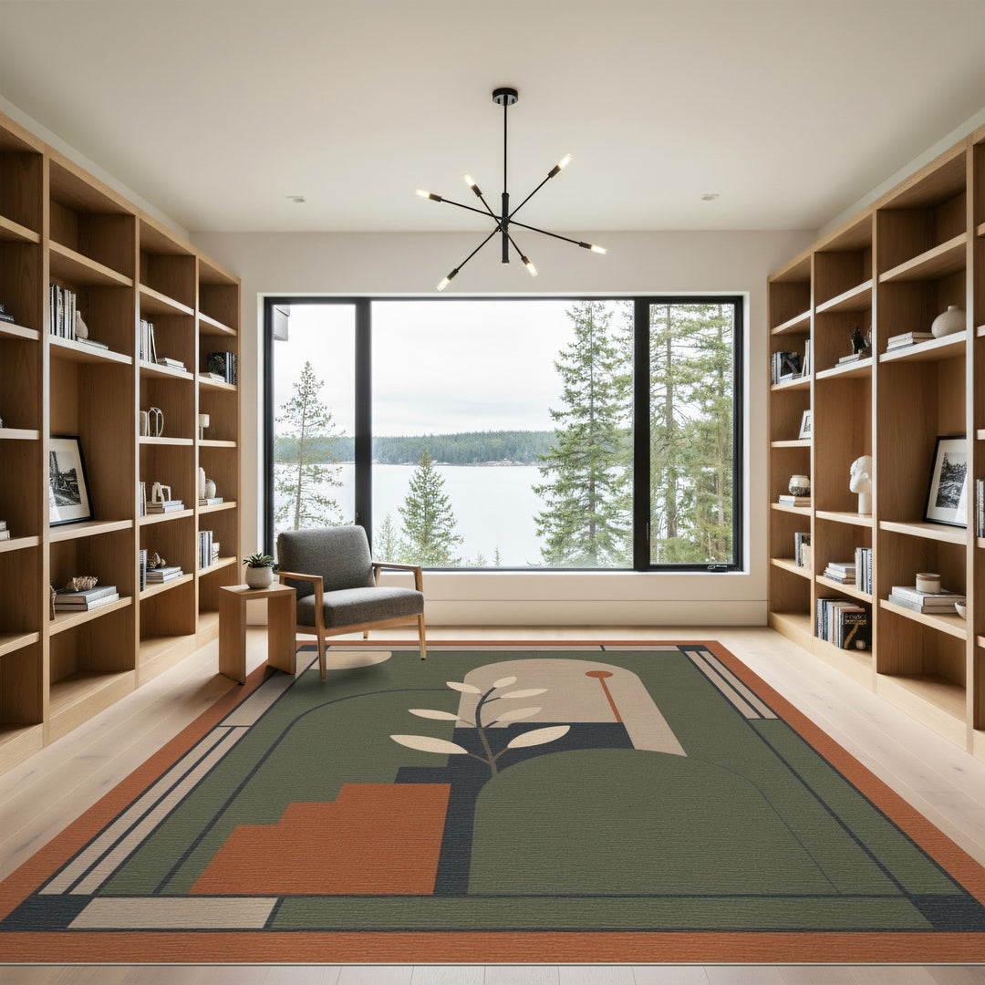 Green Geometric Arch Area Rug