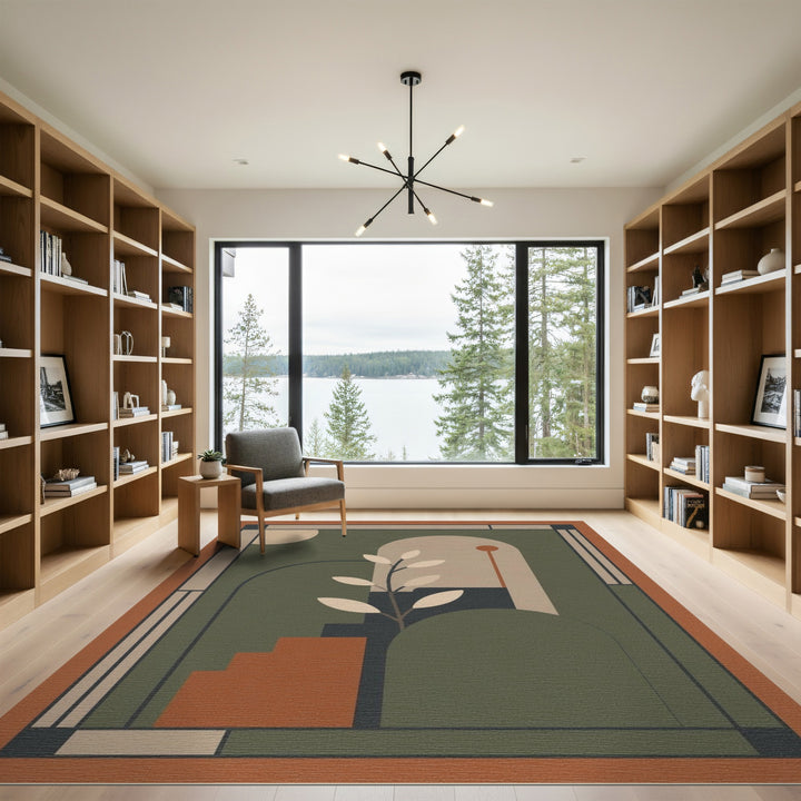 Green Geometric Arch Area Rug