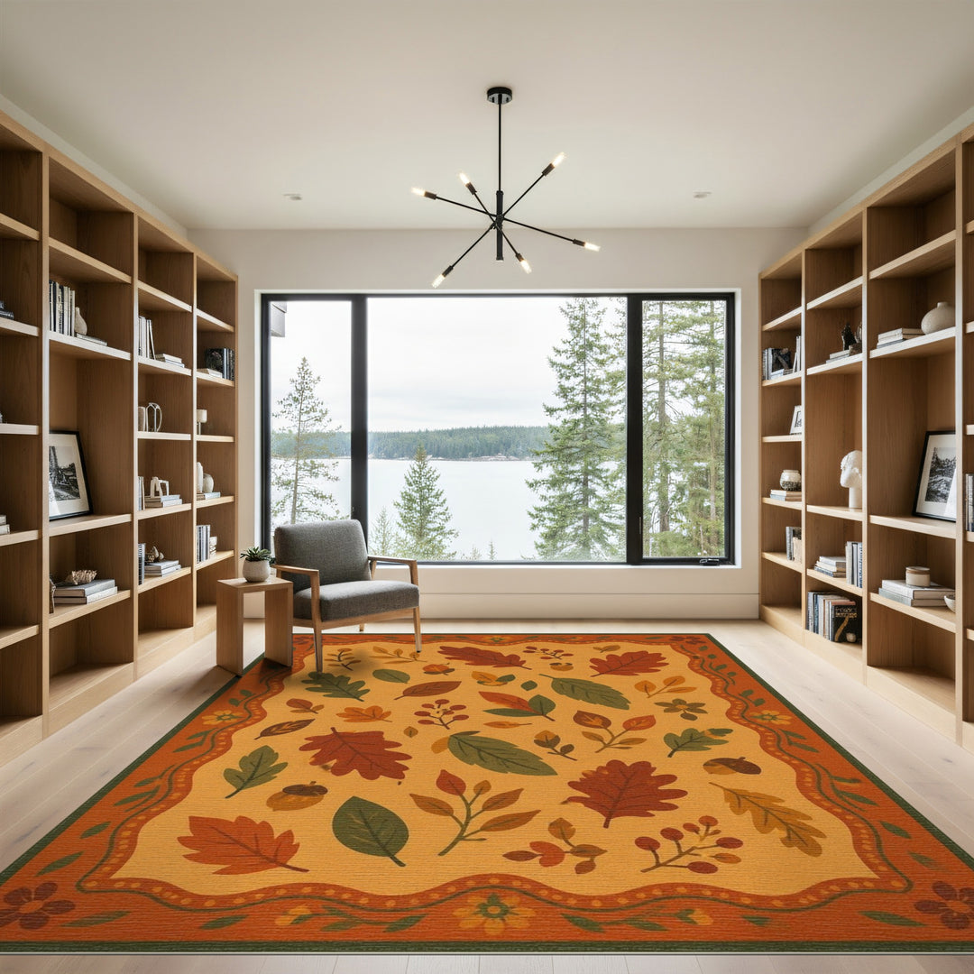 Autumn Leaves Orange Area Rug