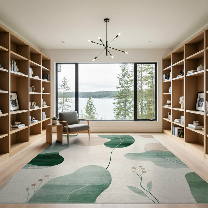 Green Abstract Area Green Abstract Leaf Area Rug