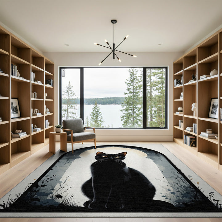 Black Cat Moonlit Arch Area Rug