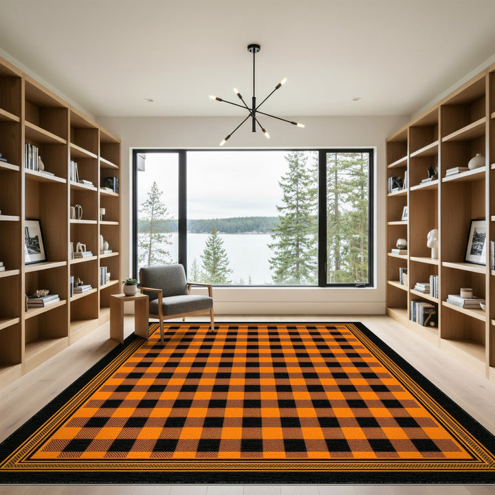 Orange Buffalo Check Area Rug