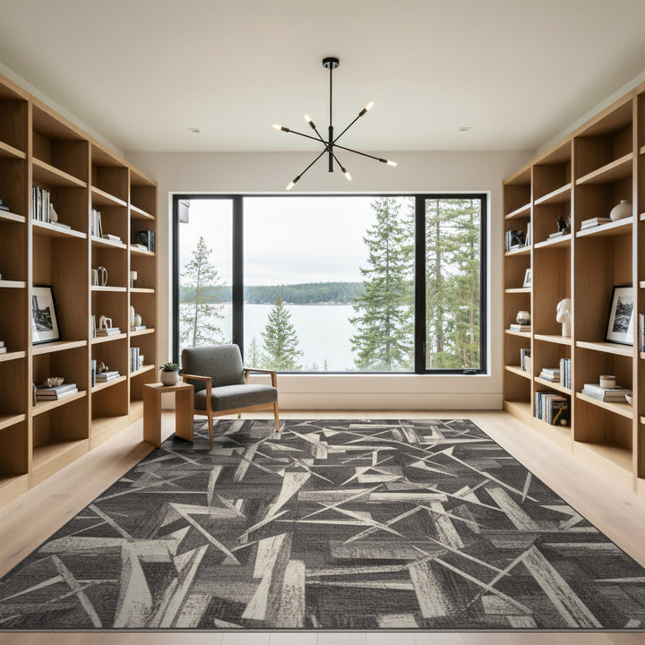 Monochrome Geometric Abstract Area Rug