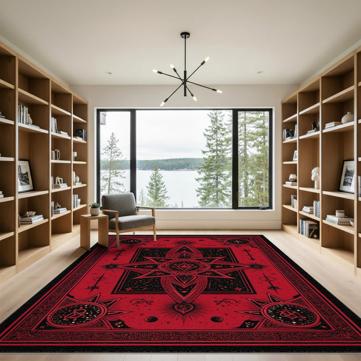 ODIKA Red Mystic Star Area Rug
