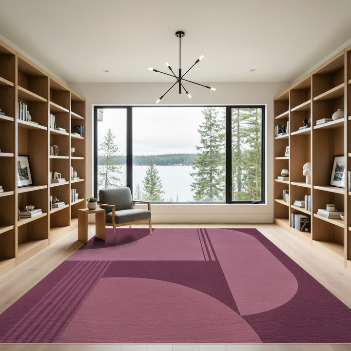 Purple Geometric Curves Area Rug