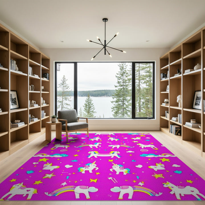 Pink Unicorn Magic Kids Area Rug