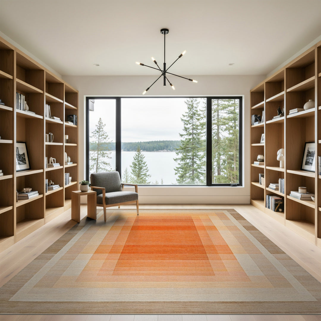 Orange Geometric Gradient Area Rug