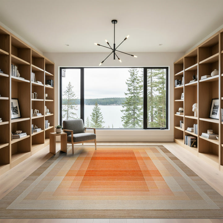 Orange Geometric Gradient Area Rug