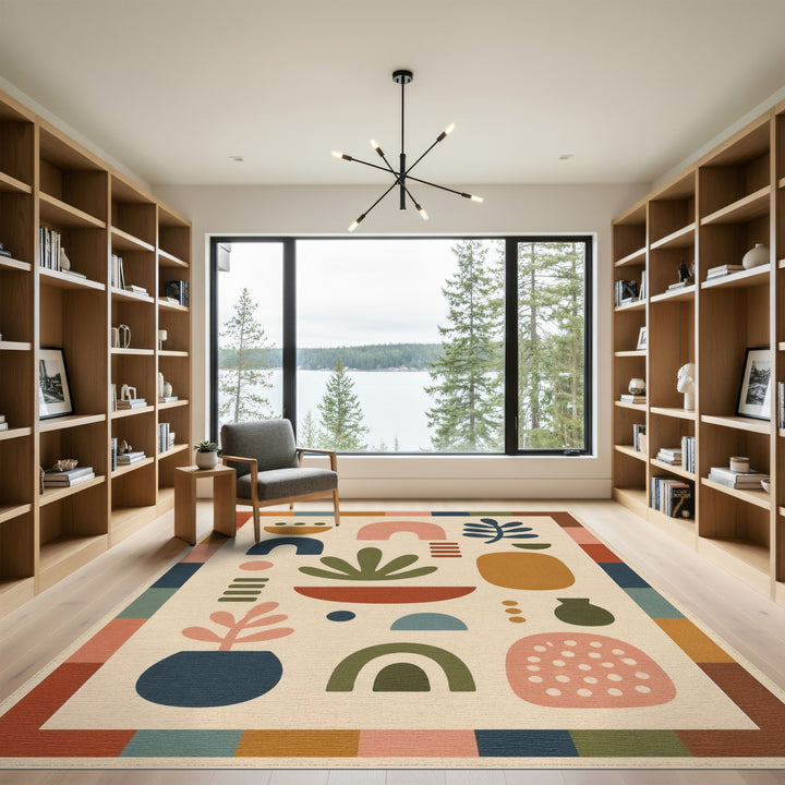 Abstract Multi-Color Shapes Area Rug