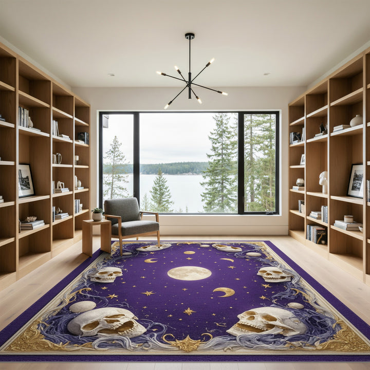 Celestial Skull Purple Area Rug