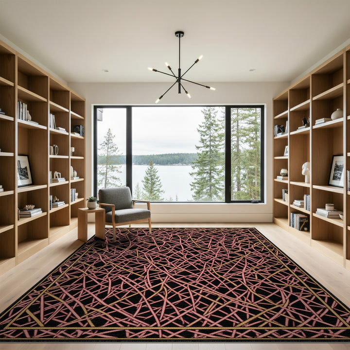 Pink Abstract Scribble Area Rug