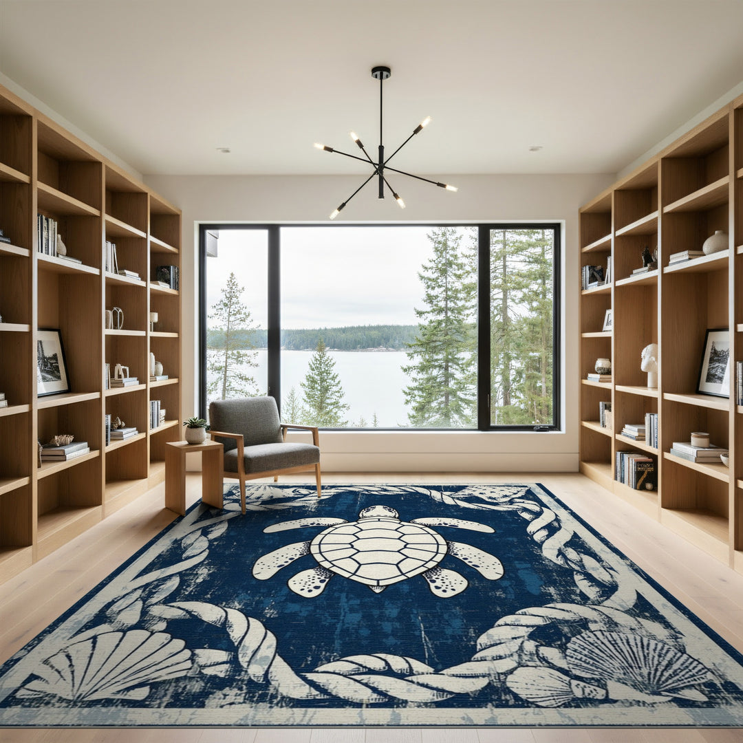 Coastal Sea Turtle Area Rug