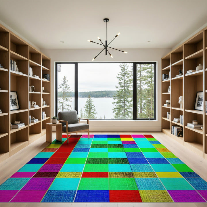 Vibrant Geometric Multi-Color Area Rug