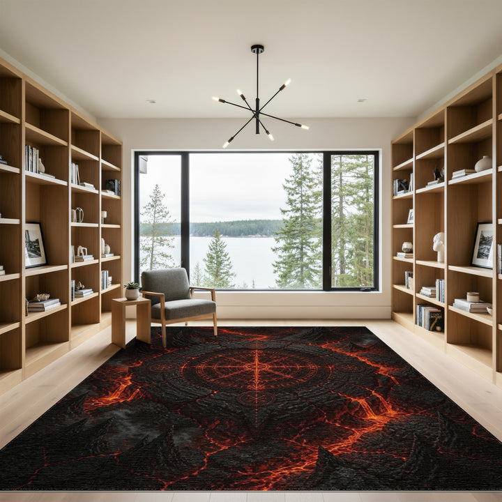 Red Geometric Rune Area Rug