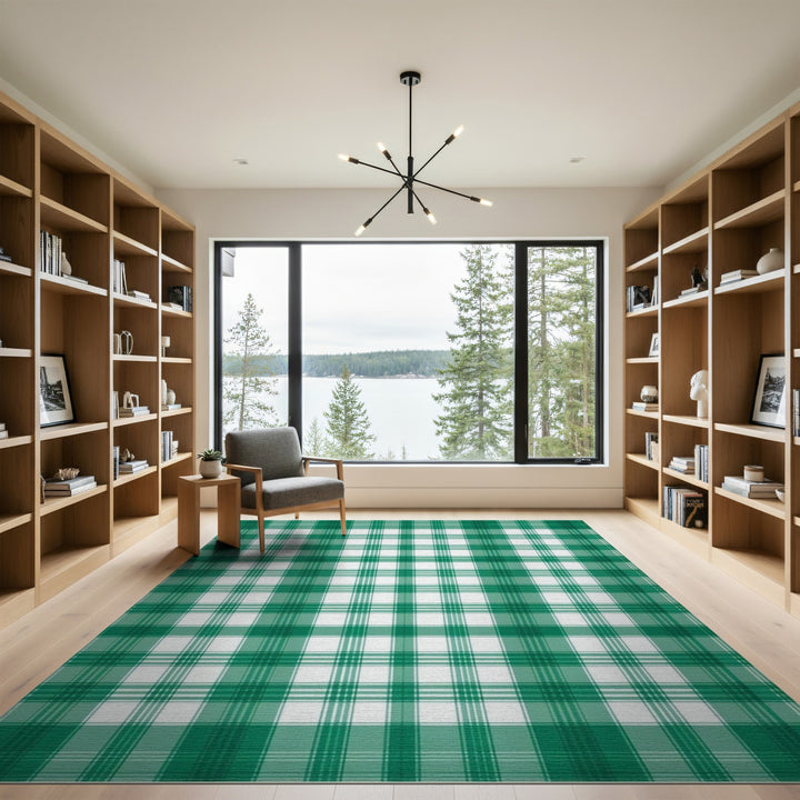Green Plaid Green Plaid Checkered Area Rug