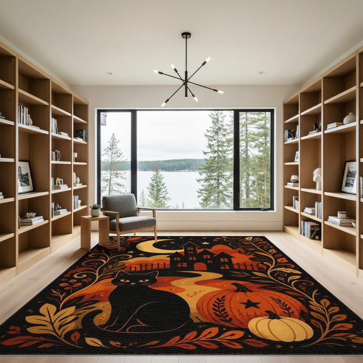 Halloween Black Cat Area Rug