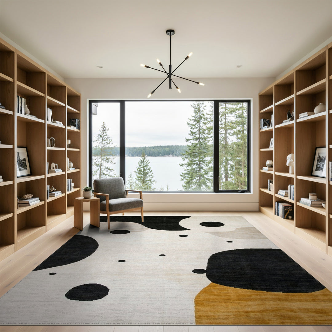 Black White Abstract Area Rug
