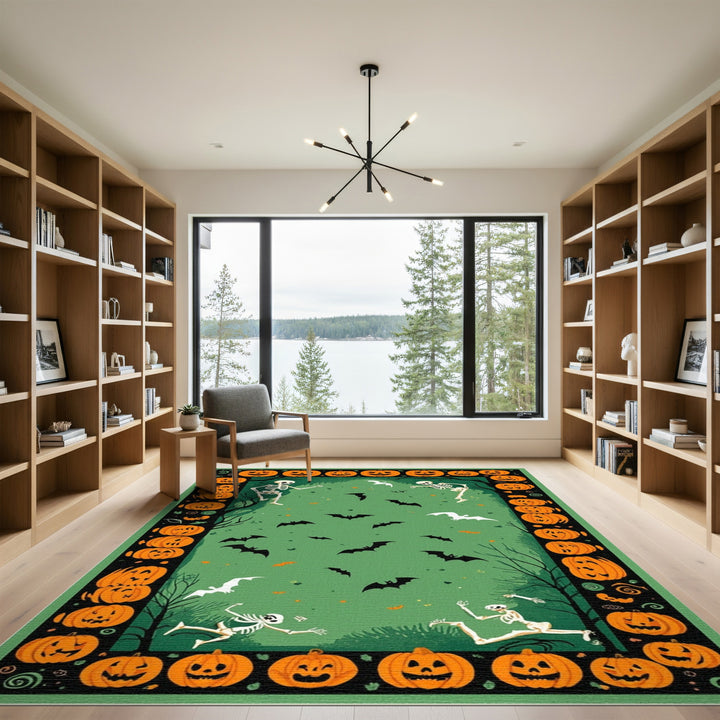 Halloween Skeletons Pumpkins Area Rug