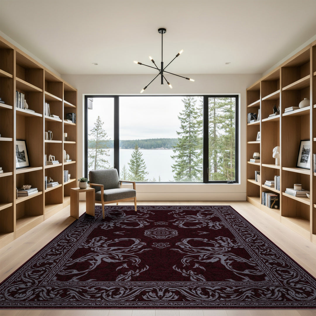 Traditional Persian Red Deep Red Traditional Persian Area Rug
