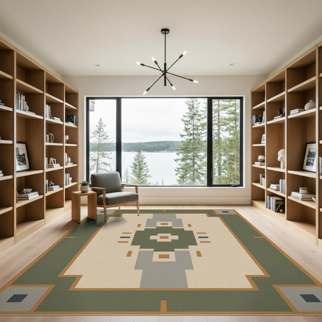 Green Geometric Area Rug