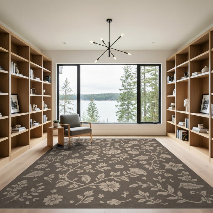 Brown and Tan Vintage Floral Brown Area Rug