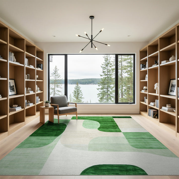 Green Verdant Green Abstract Area Rug
