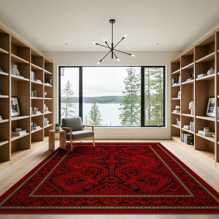 Bold Red Traditional Persian Area Rug