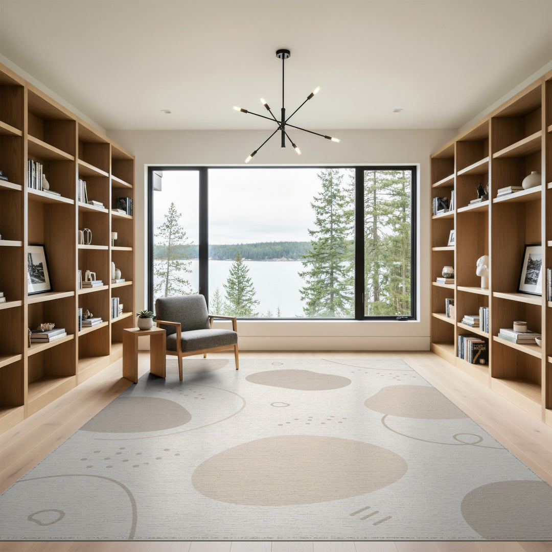 Beige Organic Abstract Area Rug